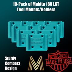 10 pack of makta 18vt tool mounts / holders for m & t