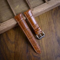 All leather we use have premium quality, giving our customers the best product with comfort, softness and added beauty to your beloved timepiece. Our straps go with QUICK RELEASE SPRING BAR that help you change strap easily and no scratch for your watch. Product detail: - Leather: Alligator leather - Color: Light Brown - Thickness: 2,2mm Orders will be completed within 05 to 07 working days from the date of payment. + Regular international shipping: Takes around 3-4 weeks ++Express delivery: We Business Leather Watch Bands With Stainless Steel Clasp, Elegant Leather Bracelet For Everyday Use, Formal Brown Leather Watch Accessories, Business Leather Strap Watch Bands, Business Leather Watch With Bracelet Strap, Brown Bracelet Strap Watch Bands, Elegant Leather Strap Watch Accessories, Formal Brown Watch With Leather Strap, Adjustable Leather Watch Bands For Business