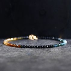 14K Solid Gold: Black Tourmaline Bead Bracelet 2.5 Mm Blue and Brown Tourmaline Delicate Fine Jewelry Chakra - Etsy Brown Tourmaline, Delicate Fine Jewelry, Jewelry Showcases, Tourmaline Beads, Black Tourmaline, Chakra, Tourmaline, Solid Gold, My Jewellery