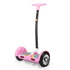 a pink scooter with wheels on white background