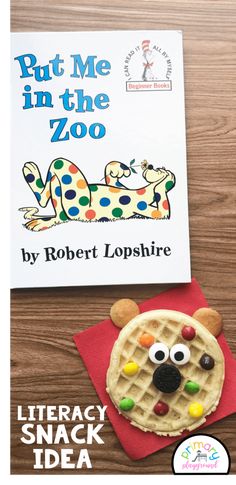 the book put me in the zoo by robert lopshire is next to a waffle