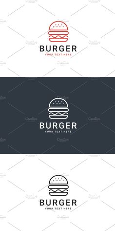 the burger logo is shown in three different colors