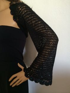 Crochet Shrug Bolero, Bolero Black, 2021 Outfits, Long Sleeve Shrug, Lace Shrug, Guts Tour, Black Shrug, Shrugs And Boleros, Crochet Bolero