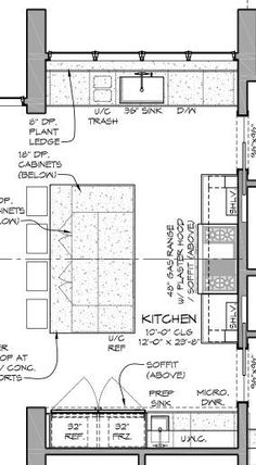 the floor plan for a kitchen and living room