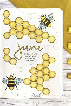 Bullet journal - Juin - abeilles Basketball Homecoming, Bullet Journal Page, Bullet Journel, Bullet Journal Cover Ideas