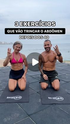 two people sitting on yoga mats with the words 3 exercises que va trincaro abomen