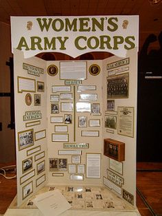 a display case with information about women's army corps