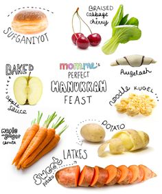 an image of food that includes carrots, potatoes and other things to eat for breakfast