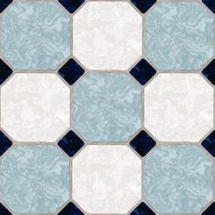 a blue and white tile pattern with small squares on the bottom, in different colors