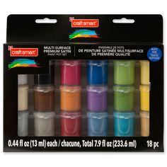 craft smart multi surface acrylic paint set - 8 colors, 12ml each