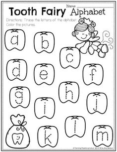 tooth fairy alphabet worksheet for kids to practice their handwriting and writing skills with the letter