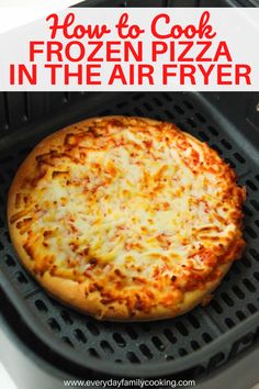 Frozen pizza in air fryer basket. Air Fry Frozen Pizza, Air Fryer Pizza, Pizza Pockets, Cooking Pizza, Air Fryer Oven Recipes, Air Fry Recipes, Family Lunch