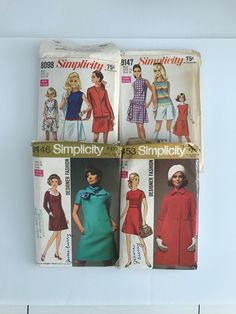 three different styles of women's dresses and one is in the same pattern as they are