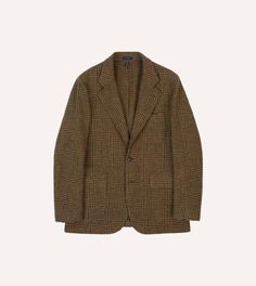 Brown and Red Prince of Wales Check Tweed Games Blazer Mk. VII – Drakes US Shirt Collar Types, Denim Polo, Prince Of Wales Check, Popover Shirt, Chore Jacket, Plain Shirts, Tailored Jacket, Striped Tie, Chambray Shirt