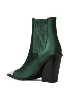 Elevate your style with our Lachlan Velvet Bootie. Crafted with a forest green velvet, this western bootie features a black block heel and silver hardware toe for a touch of elegance. Perfect for any occasion, these booties are sure to add a pop of color to any look Azalea Wang, Black Block Heels, Western Booties, Green Velvet, Silver Hardware, Forest Green, Bootie, Block Heels, Color Pop