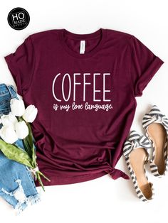 $22 | Women's Graphic Tees | Coffee Lovers Gift Funny Coffee Shirts, V Neck Shirts, Funny Shirts Women, Coffee Shirt, Coffee Tshirt, Vinyl Shirts, Coffee Shirts