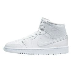 Women's Jordan 1 Mid "Snakeskin" White/White Size: 10.5.  Gender: female.  Age Group: adult. Air Jordan 1 Mid White, Womens Air Jordans, Womens Jordans, Air Jordan 1 Mid, Jordan 1 Mid, White White, Casual Shoes Women, Air Jordan 1, Jordan 1