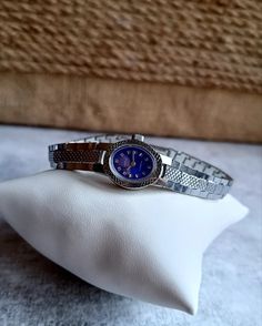 Womens Vintage Watch, Classic Mechanical Blue Watch 1990s, Gift for Her - Etsy Ukraine Elegant Blue Watches For Gifts, Vintage Blue Watch As Gift, Elegant Blue Analog Watch, Classic Blue Watch As Gift, Classic Blue Watches For Gifts, Classic Blue Watches As A Gift, Vintage Blue Watch With Metal Dial, Blue Vintage Watch With Metal Dial, Blue Watches