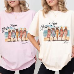 Elevate your girl squad game with our fabulous "Girls Trip 2024" group shirt! Planning a getaway with your favorite ladies? Make a statement and create lasting memories with our trendy and hilarious "Girls Trip" shirts. Perfect for friend group reunions, holidays, girls' nights out, or any occasion that calls for a touch of fun and camaraderie! Whether it's a holiday escapade, a weekend retreat, or a night on the town, these shirts will turn heads and spark laughter wherever you go. Capture the Besties Shirts, Vacation Shirts Beach, Girls Weekend Shirts, Friend Vacation, Squad Game, Trip Shirts, Birthday Trip, Girls Trip Shirts, Travel Tees