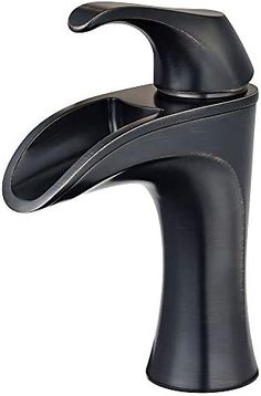 a black sink faucet on a white background