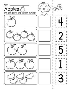 an apple themed worksheet for the number 1 to 5 with numbers and apples on it