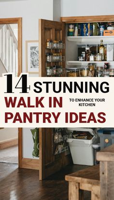 14 stunning walk in pantry ideas to enhance your kitchen - Discover the best walk in pantry ideas layout small to beautify your kitchen. These 14 elegant walk in pantry ideas layout will help you to transform your small kitchen. Let’s elevate your home with these walk in pantry design. Get inspiration with these kitchen ideas for small spaces, walk in pantry with countertop, walk in pantry organization, walk in pantry ideas layout shelves, kitchen design ideas and kitchen decorating ideas. Small Walkin Pantry Design Ideas, Small Pantry Ideas Layout, Walk In Pantry With Countertop, Pantry Behind Kitchen Wall, Walk In Pantry With Appliance Counter, Pantry Design Walk In, Small Pantry Design Ideas, Pantry In The Kitchen, Small Pantry Design