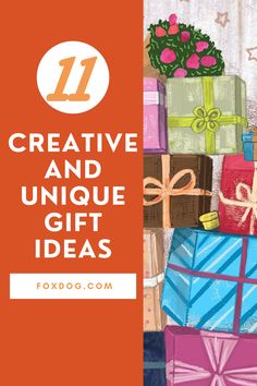 presents are stacked on top of each other with the words creative and unique gift ideas