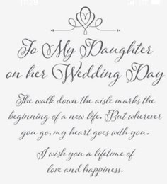 a wedding card with the words to my daughter on her wedding day