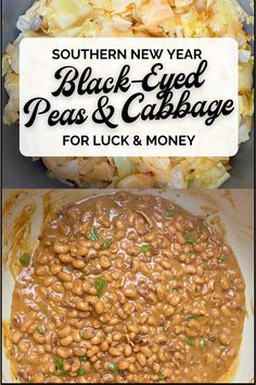 Black Eyed Peas and Cabbage - NEW YEARS RECIPE Black Eyed Peas For New Years Good Luck, New Years Cabbage Recipes Good Luck, Cabbage Black Eyed Peas, Best Southern Black Eyed Peas Recipe, Blacked Peas Recipe, Black Eyed Peas For New Years, Black Eye Pea Recipes Easy, Black Eye Peas New Years Good Luck, Black Eyed Peas And Cabbage