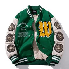 Varsity jacket Baseball Jacket Women, Streetwear Coat, Hip Hop Trends, Oversize Casual, Y2k Clothes, Letterman Jacket, Fall Coat, Oversized Jacket, Leather Sleeve