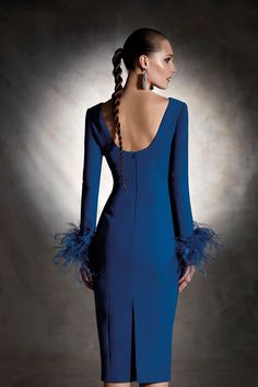 Description Blue Column, Short dress Fitted, Long Sleeves Jewel neckline Crepe, Feather Dry Clean Evening Dress Made in Spain VL5323 Blue Feather Evening Dress, Blue Feathered Evening Dress, Elegant Blue Dress With Feathers, Elegant Formal Evening Dress With Feathers, Elegant Blue Feathered Dress, Fitted Blue Dress With Feather Trim, Blue Fitted Dress With Feather Trim, Elegant Blue Dress With Feather Trim, Fitted Feather Trim Midi Dress For Formal Occasions