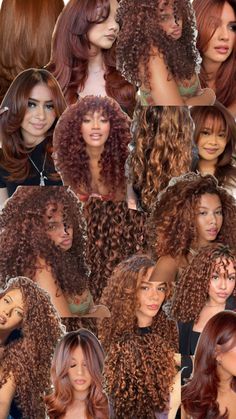 Copper Curly Hair Highlights, Curly Color Ideas, Colors To Dye Curly Hair, Caramel Brown Curly Hair, Color On Curly Hair, Cute Hair Dye Ideas For Curly Hair, Curly Hair Peekaboo Color, Honey Brown Hair With Highlights, Highlights Curly