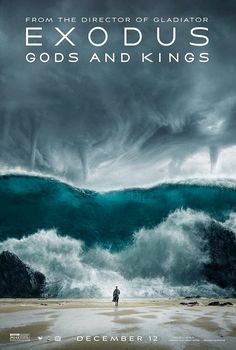 the movie poster for exodus gods and kings, with an image of a man standing