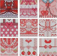 cross stitch patterns with hearts and flowers on them