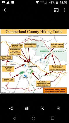 a map showing the location of different trails in the country, and where they are located