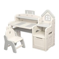 a white children's desk and chair set