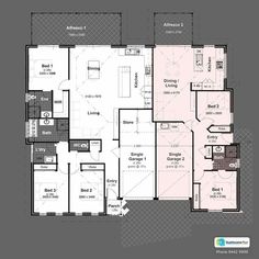 the floor plan for an apartment with three bedroom and two bathrooms, including one living room