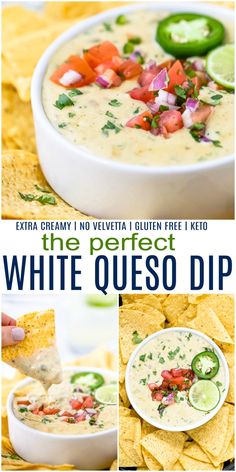 the perfect white quesadilla dip is made with only three ingredients, and it's ready to be eaten