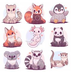 six different kinds of animals sitting together