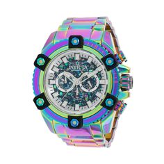 With this Invicta Watch, you will receive an Iridescent Lady's Coallition Forces Watch, an Impact Case, Two Wireless Speakers and a hand lamp. From the Coalition Forces Collection by Invicta this Iridescent, Men's  Watch is powered by a high-quality VD53 movement. This Invicta Watch has a 56 millimeter Iridescent case, that is protected by Flame Fusion crystal. It is water-resistant up to 200 meters. Invicta Model 35979 comes with a three-year warranty from InvictaStores.com. Rainbow Metal, Invicta Watches, Unisex Watches, Buy Watches, Women's Watches, Men Fashion Casual Outfits, Women's Jewelry And Accessories, Mens Gift Sets, Stainless Steel Band