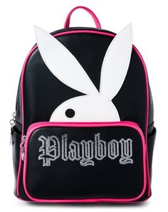 Hoping to find a backpack that totally fits your Playboy lifestyle? Add this officially licensed Pink and Black Playboy Rhinestone Mini Backpack to your collection and you'll always be ready to travel in style. Accessorize with this backpack that features a Playboy Bunny design with rhinestone details on the front and you'll always have plenty of space for all of your daily essentials. Officially licensed Adjustable straps Strap Length: 32" 1 Front zipper pocket 2 Side pockets Zipper closure Dimensions: 12" H x 9" W x 4.5" D Material: Polyurethane, polyester Care: Spot clean Imported Cool Mini Backpack, Hot Pink Backpack, Juicy Backpack, Y2k Backpack, Pretty Backpacks, Side Purses, Heat Bag, Gothic Bag, Retro Typewriter