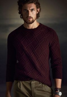 Massimo Dutti | Beyond the Hills. | AW15 Wouter Peelen, Maroon Sweater, Mens Winter Fashion, Pattern Sweater, The Hills, Men Winter, Massimo Dutti, Fashion Essentials