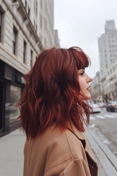 Red Hair Dark Features, Interesting Hair Color, Red Hair Dark Roots, Cool Red Hair, Hair Color For Dark Hair, Beautiful Red Hair Color, Hair Color Ideas Trendy, Shades Of Burgundy Hair