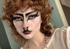 Trad Goth Makeup Dark Skin, Trad Goth Vampire Makeup, Transmasc Goth Makeup, Goth Makeup Thick Eyebrows, Trad Goth Eyebrows, Beginner Trad Goth Makeup, Pink Trad Goth Makeup, Read Goth Makeup, Red Trad Goth Makeup