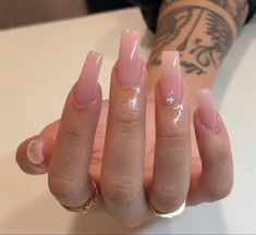 Plain Acrilyc Nails, Coffin Shape Acrylic Nails, Stephs Nails, Translucent Pink Nails, Mexico Nails, Cruise Nails, Milky Nails, Brown Acrylic, Wedding Nail