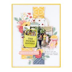 a scrapbook page with flowers and pictures