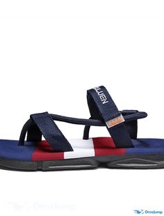 OrcaJump - Mens Casual Classic Home Daily Elastic Fabric Sandals Slippers and Flip Flops (Black, Green, Army, Dark Blue) - Spring Navy Casual Open Toe Sandals, Casual Navy Open Toe Sandals, Navy Flat Sandals For Summer, Navy Non-slip Sandals For Summer, Navy Slip-on Sandals For Summer, Blue Flip Flops For Spring Outdoor Activities, Blue Flip Flops For Spring Outdoor, Casual Navy Sandals For Spring, Casual Navy Flat Sandals