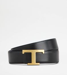 Reversible belt in fine leather with branded metal T Timeless buckle. Reversible Belt, Metallica, Blue Black, Online Shop, Buckle, Leather, Blue, Black