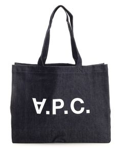 "Daniela" tote bag from A.P.C. in Japanese denim canvas, large logo printed on the front, two handles, inside pocket, tone-on-tone stitching, portable or shoulder or by hand. Tote Bag For Men, Denim For Men, Denim Tote Bags, Denim Tote, Best Wallet, Japanese Denim, Black Tote, Wallet Bag, Cool Socks