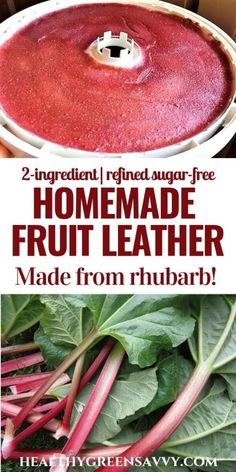 homemade fruit leather made from rhubarb